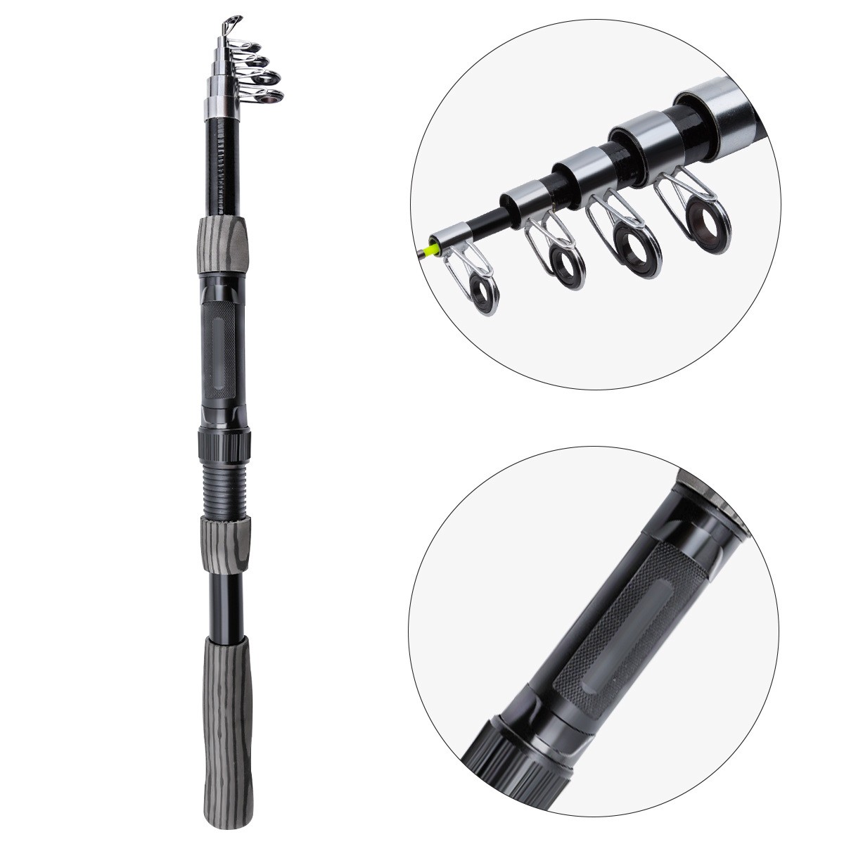 Telescopic Sea Fishing Rod Fiberglass Portable Lightweight 1.8m/2.1m Short Pole