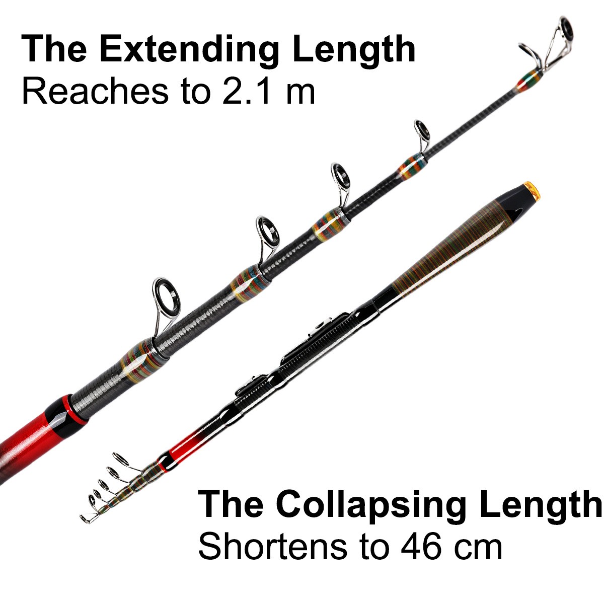 Portable Telescopic Fishing Rod, Spinning Fishing Poles, Travel Rod Heavy Duty