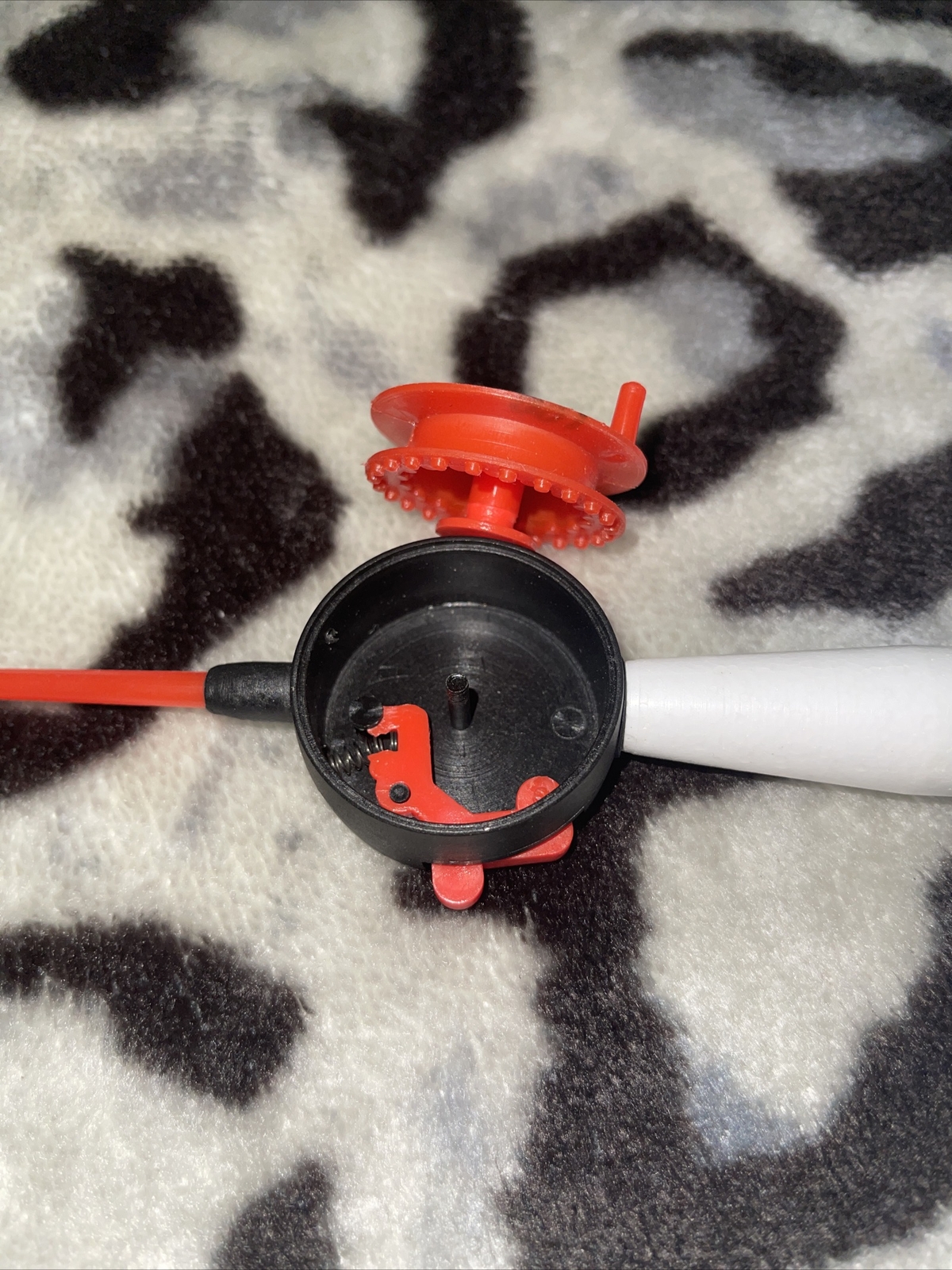Ice Fishing Rod Red and white Styrofoam handle￼ Russia 23cm X2.5cm. 9in X1in