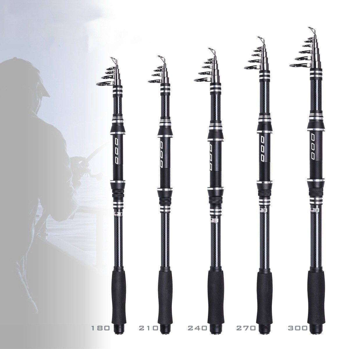1.8M-3.0M Portable Telescopic Carbon Fiber Spining Rod Fishing Rod Sea Rod
