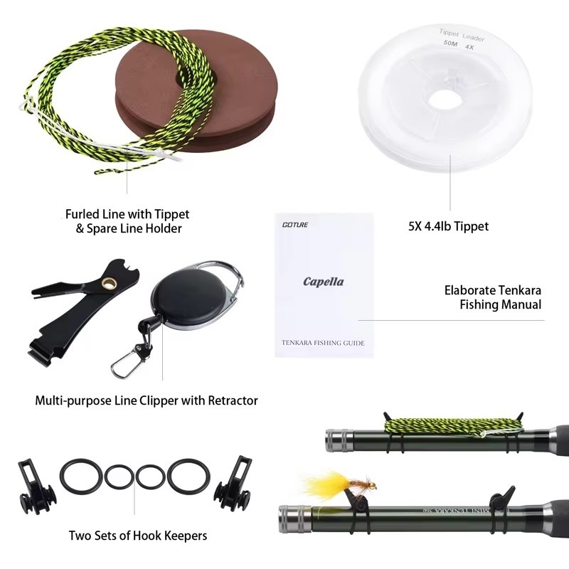 Full Fly Dapping Tenkara Fishing Rod Kit Outfit Freshwater River Lake Pond