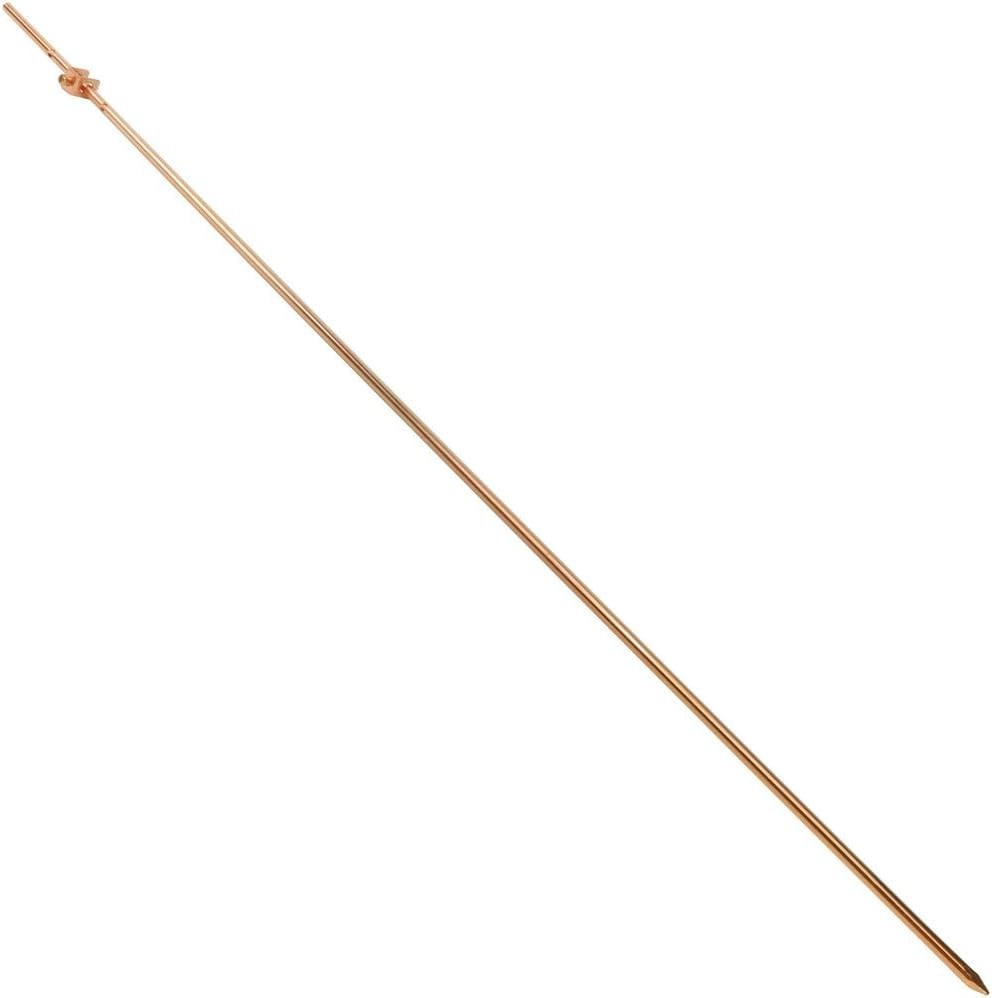 4ft Copper Grounding Rod with Wire Clamp for Maximum Lightning Protection