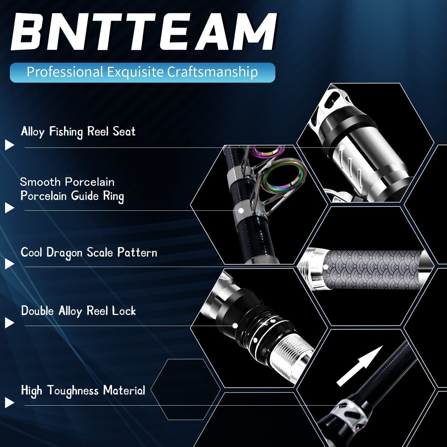 Bntteam Portable Fishing Spinning Rod And Reel Combo Set Carbon Fiber