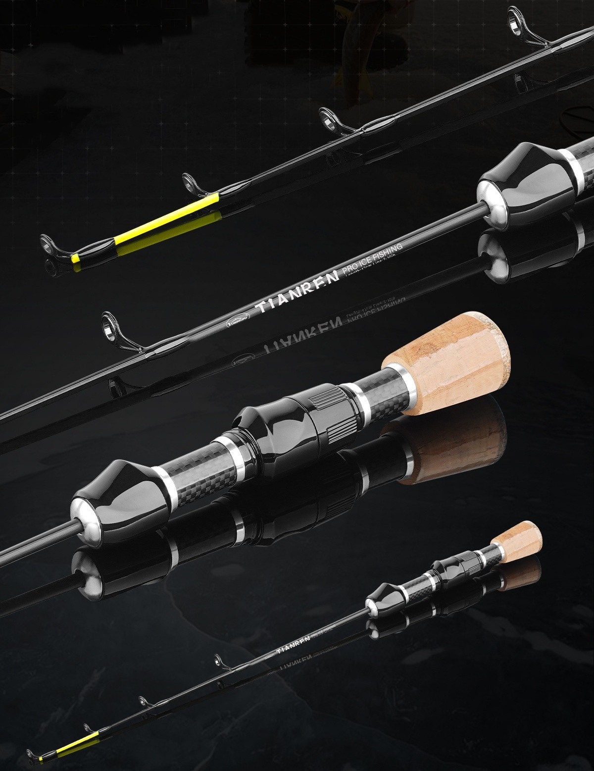 Portable Ice Fishing Rod Ultra-light Short Section 47cm 57cm 67cm Winter Rods
