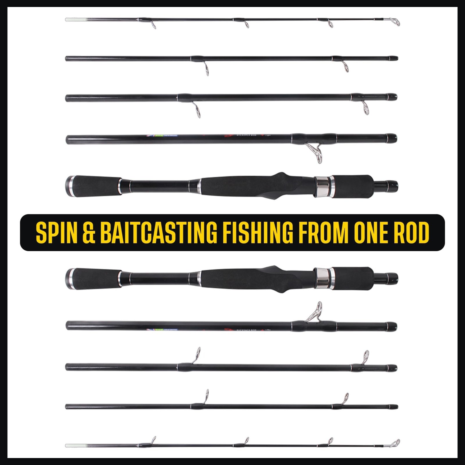 Rucksack Travel Fishing Spinning Rod 5’6′ 170cm. Compact Length 15.5’ 40 cm