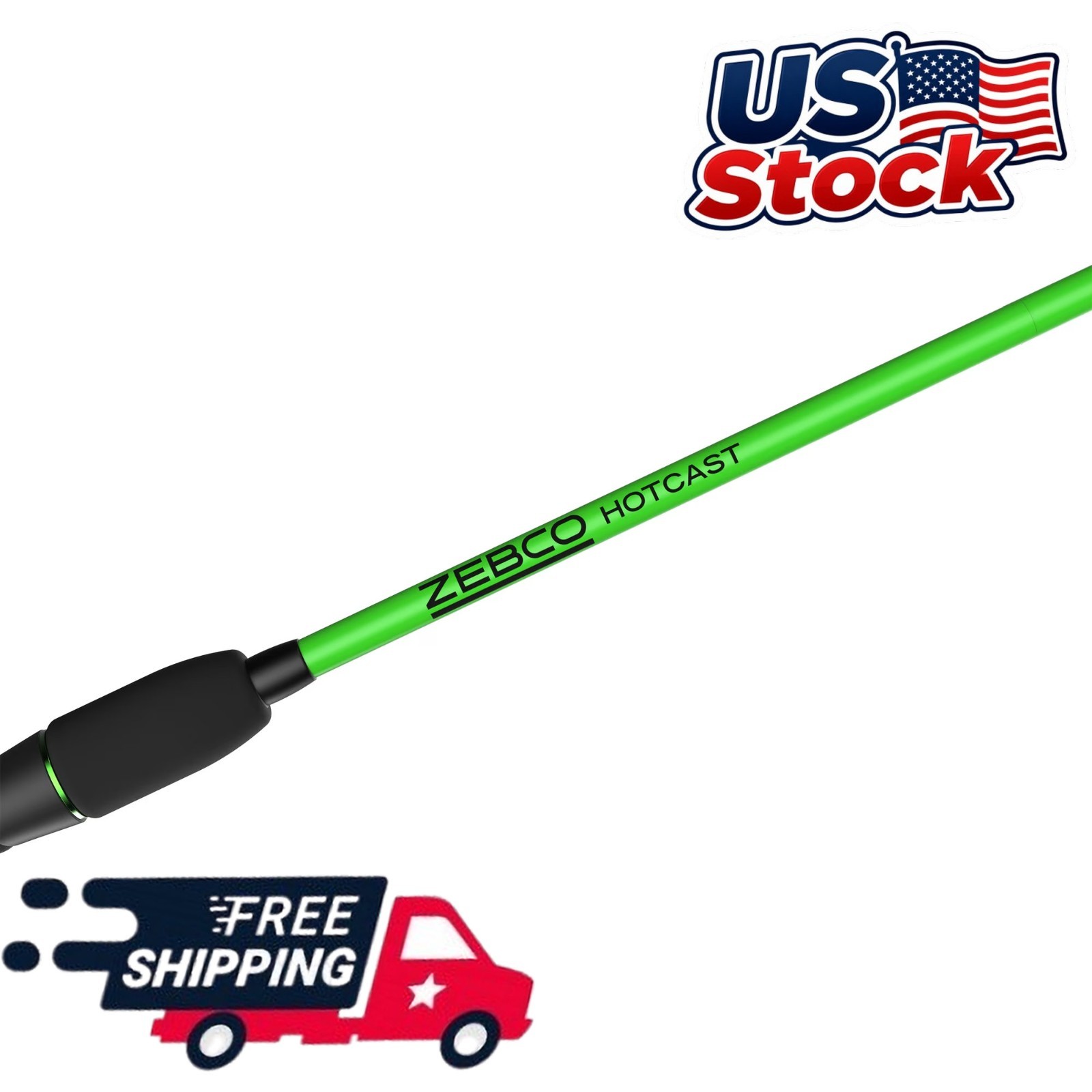 Zebco Hotcast 4’6″ Fiberglass Spinning Fishing Rod 2-Piece Medium-Light