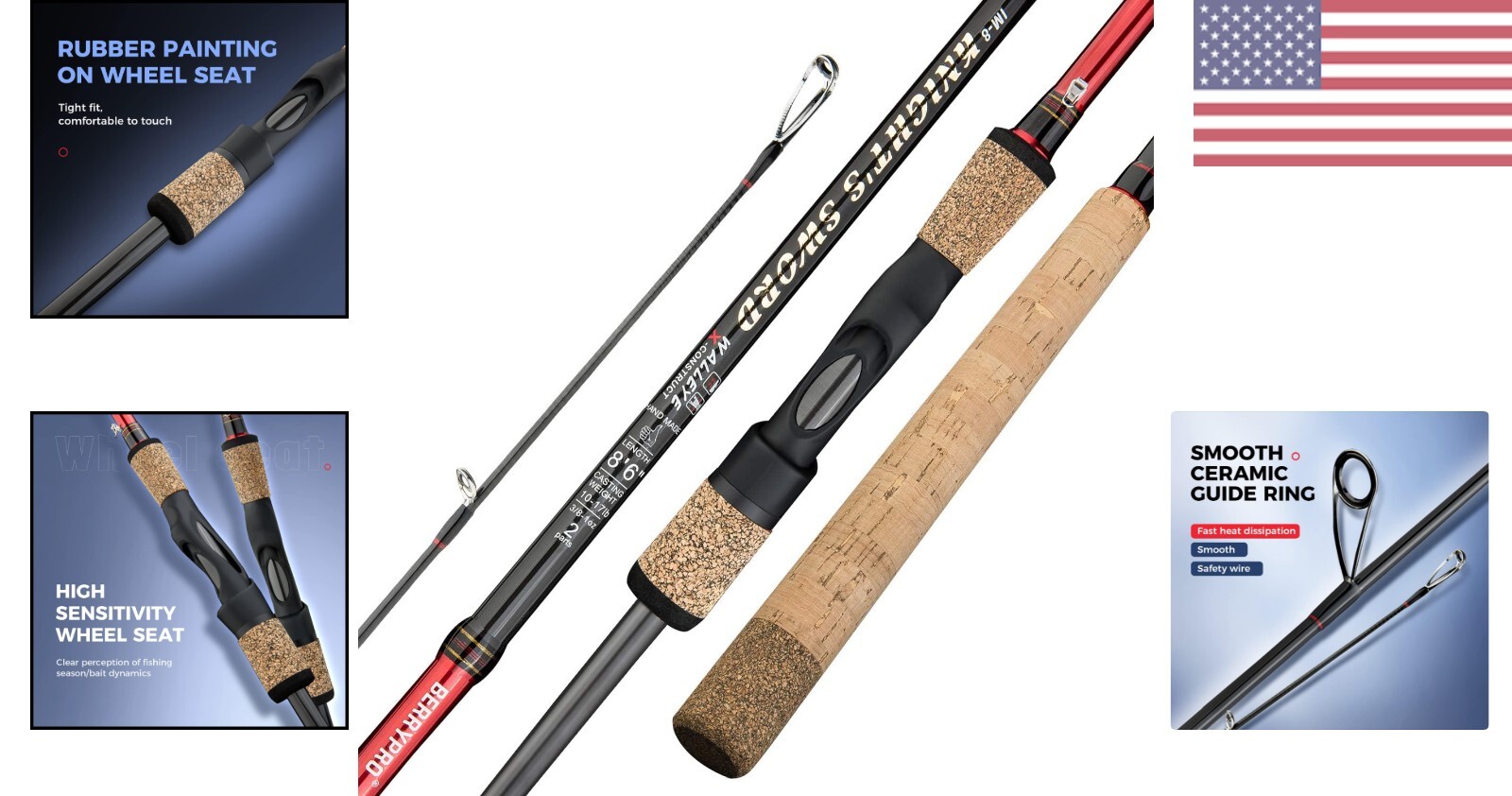 Ergonomic Cork Handle Carbon Fiber Fishing Rod – 10′ Salmon & Steelhead Gear