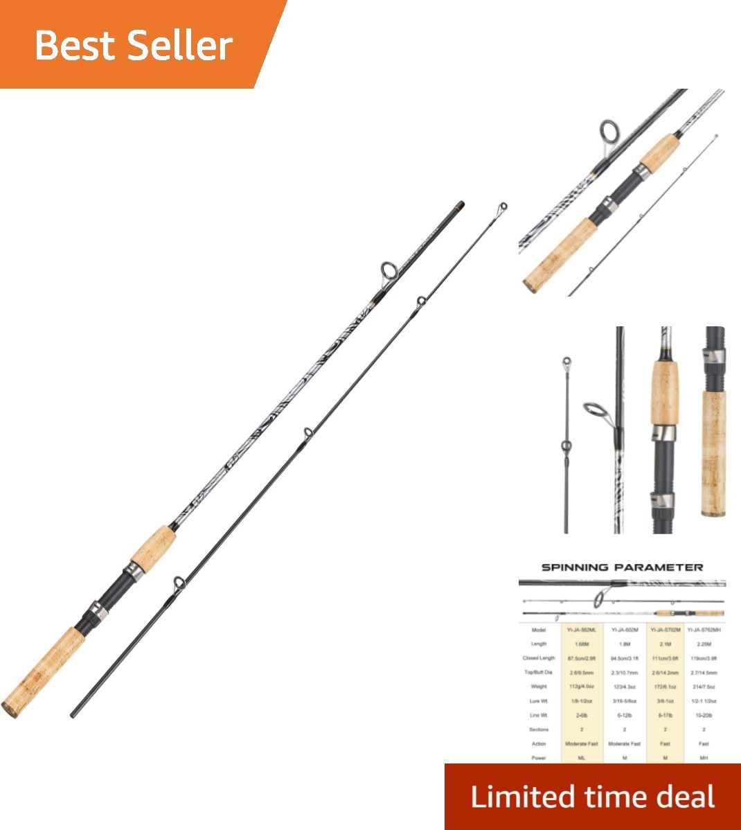 Durable 5’6″ Fishing Rod with Stainless Steel Guides – Ideal for Trout & More