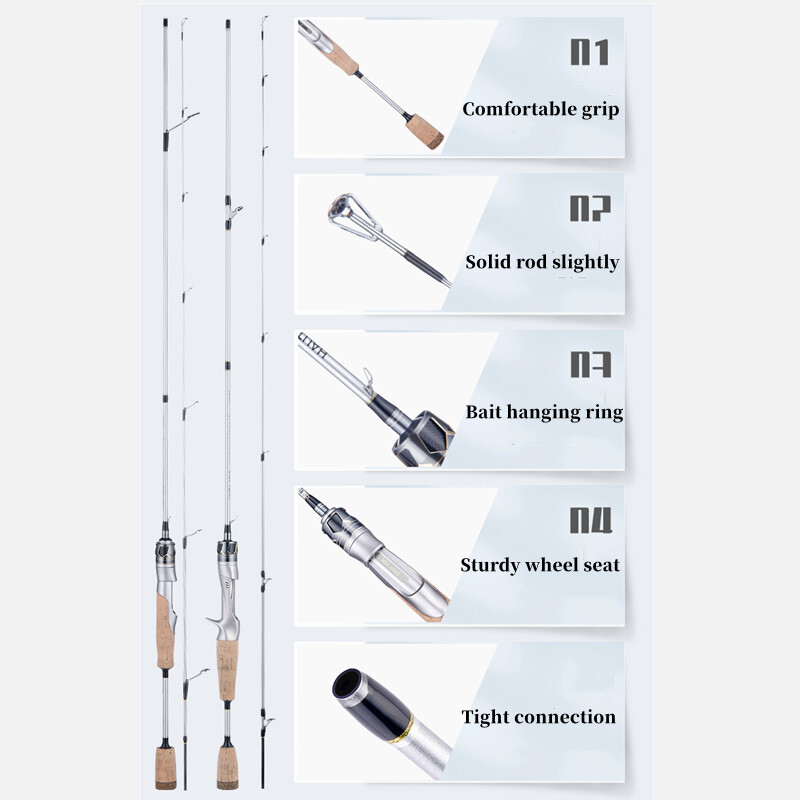 1.68M 1.8M Lure Fishing Rods Portable Ultra Light Rod Carbon Fiber Spinning Pole
