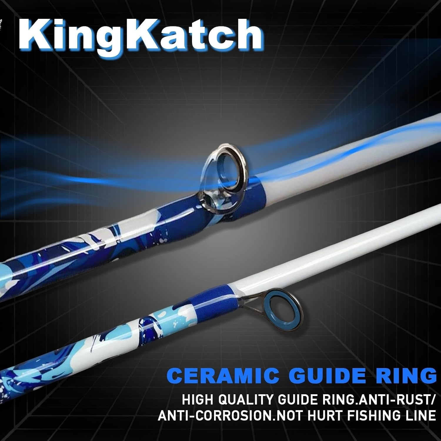 6’6″ Fiberglass Casting Rod, 2-Piece Skull Design, Durable & Sensitive with S…