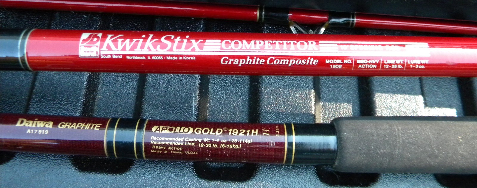 KwikStix #1506, 10′ & Diawa Apollo Gold, #1921H, 11′ with Phantom case.
