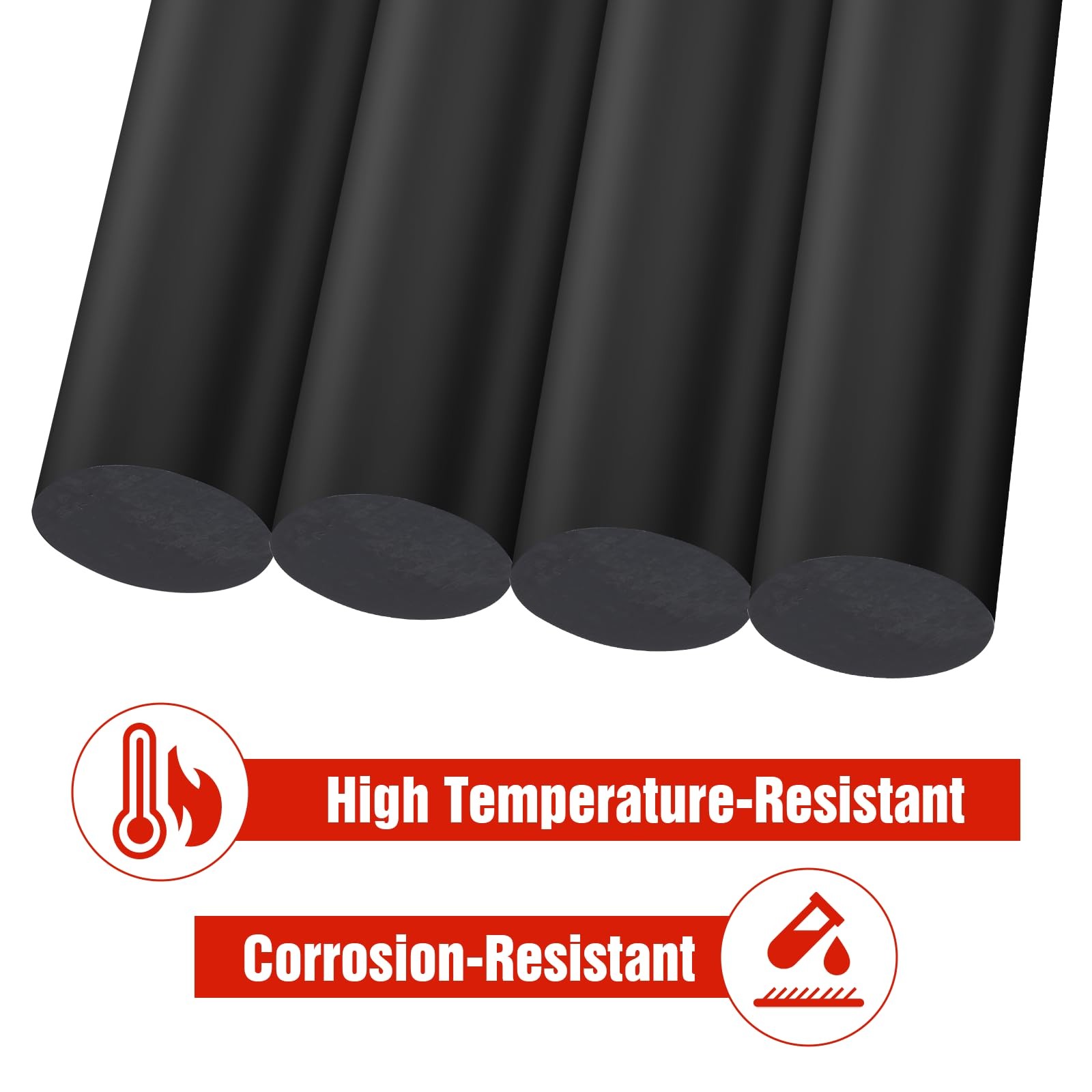 4 Pack 1″ Dia x 12″ Opaque Black Round Acetal Copolymer Rods Plastic Delrin