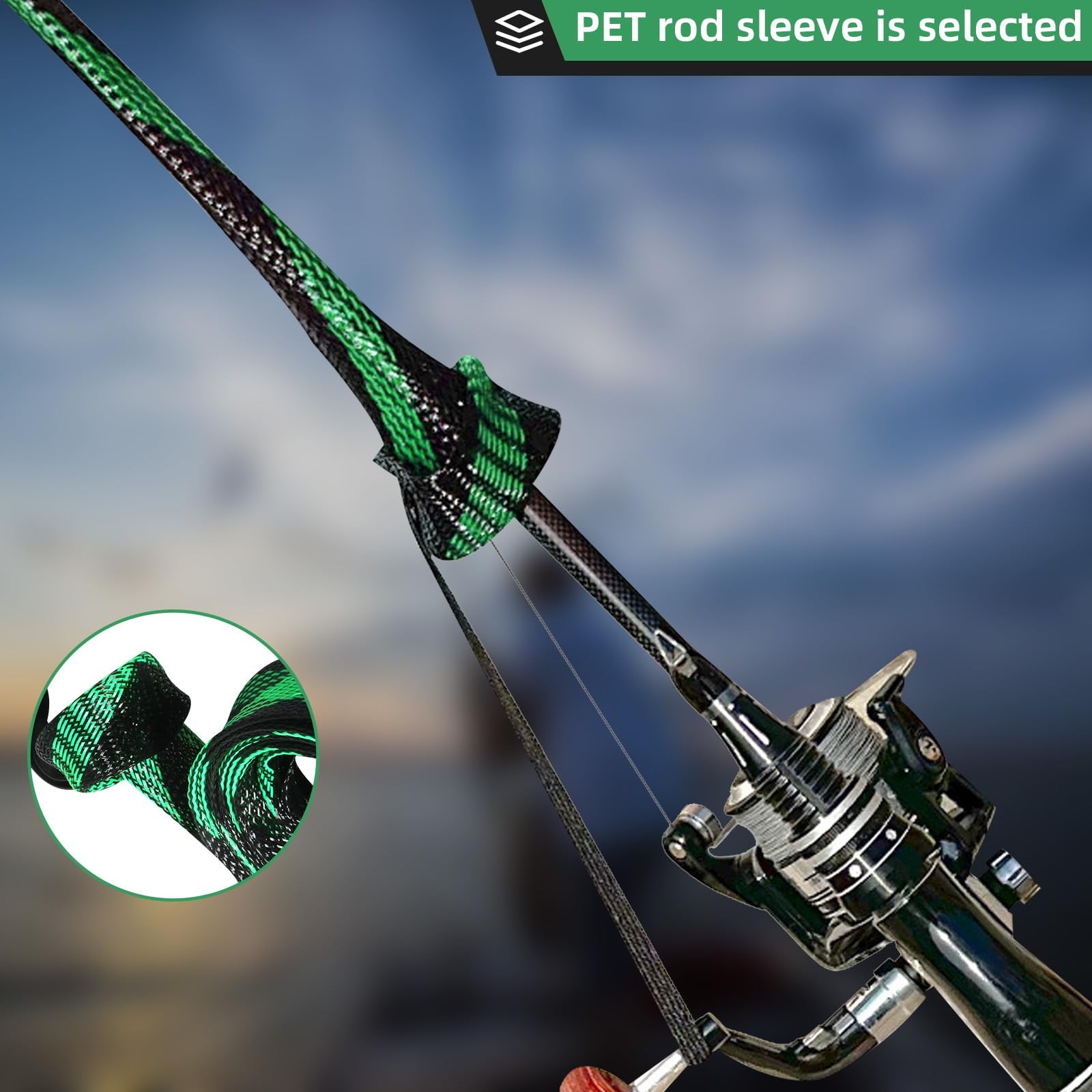 knitsoquo Fishing Rod Sleeve for Poles: Pole Red, Blue, Black, Green
