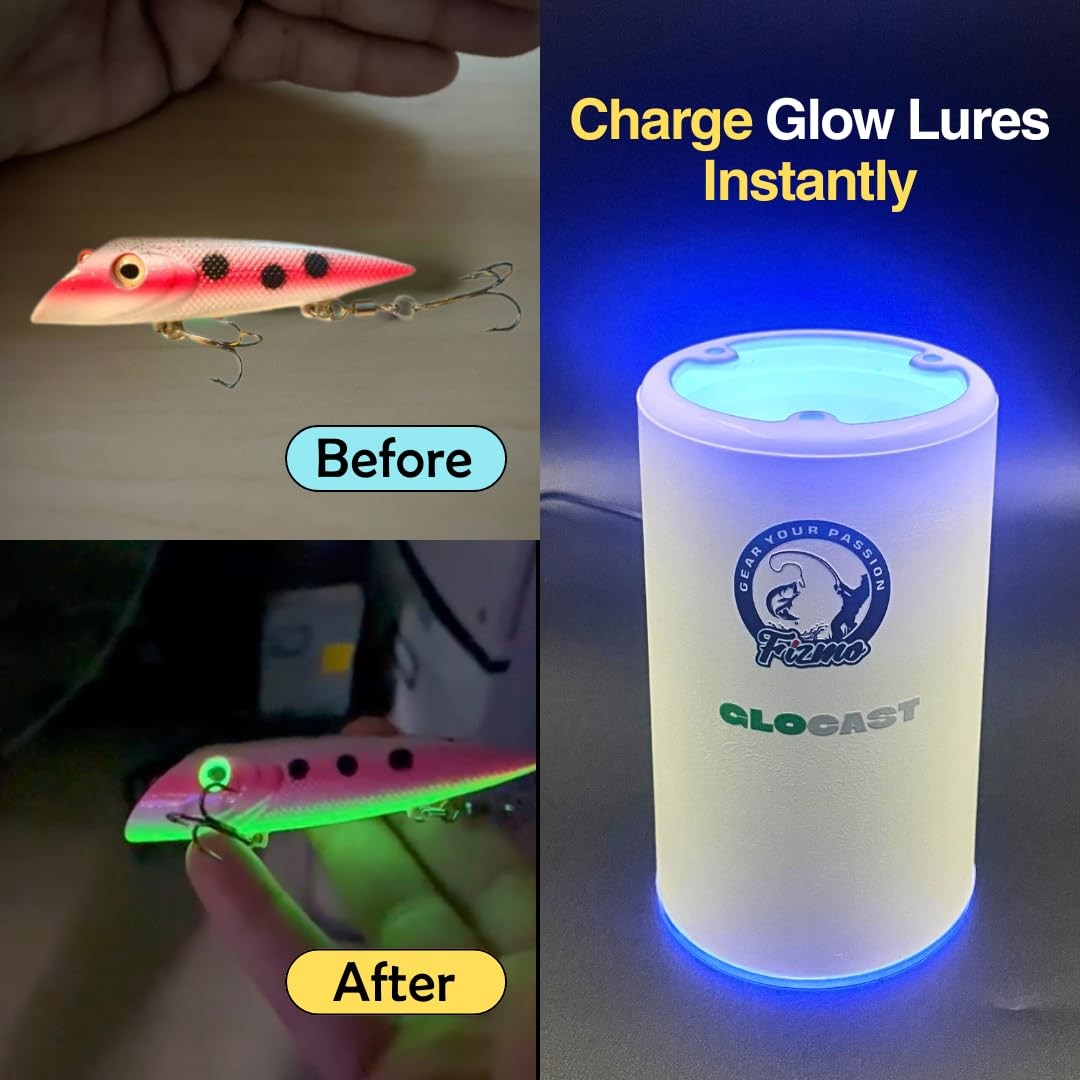 Aramish GloCast – Instant UV Light Charger Glow Cup Fishing for Glow Lures 6″
