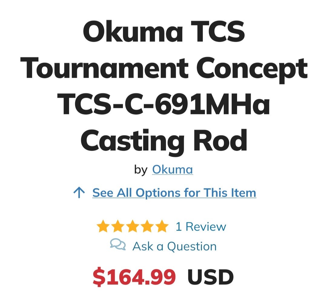 okuma tournament concept casting rod 6’9″ MH new with tags