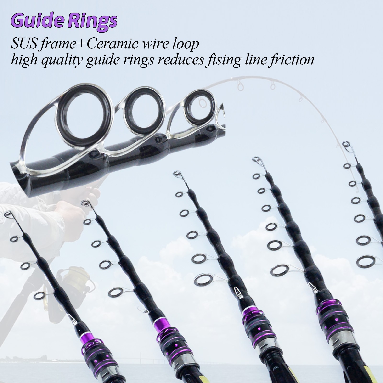 1.65M-2.7M Lure Pole Portable Telescopic Fishing Rods Carbon Rod M Power