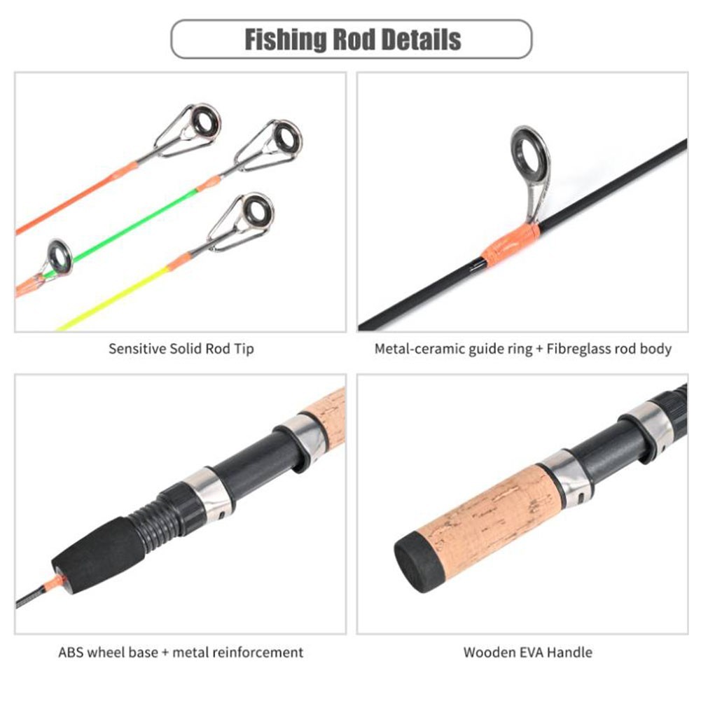 3260cm Ice Fishing Rod with Cork Handle and 3 Tips for Spin Travel Poles
