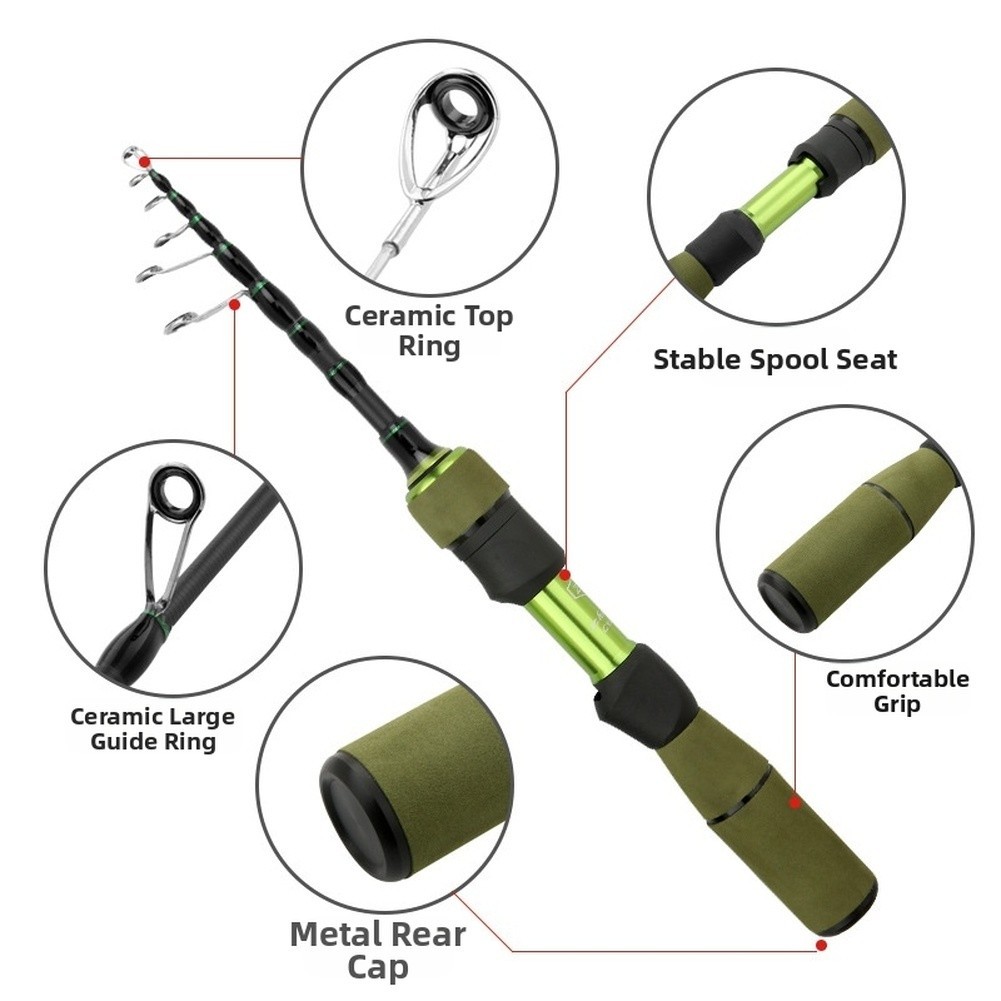18M Carbon Telescopic Fishing Rod UL with Comfortable Grip and Large Guides