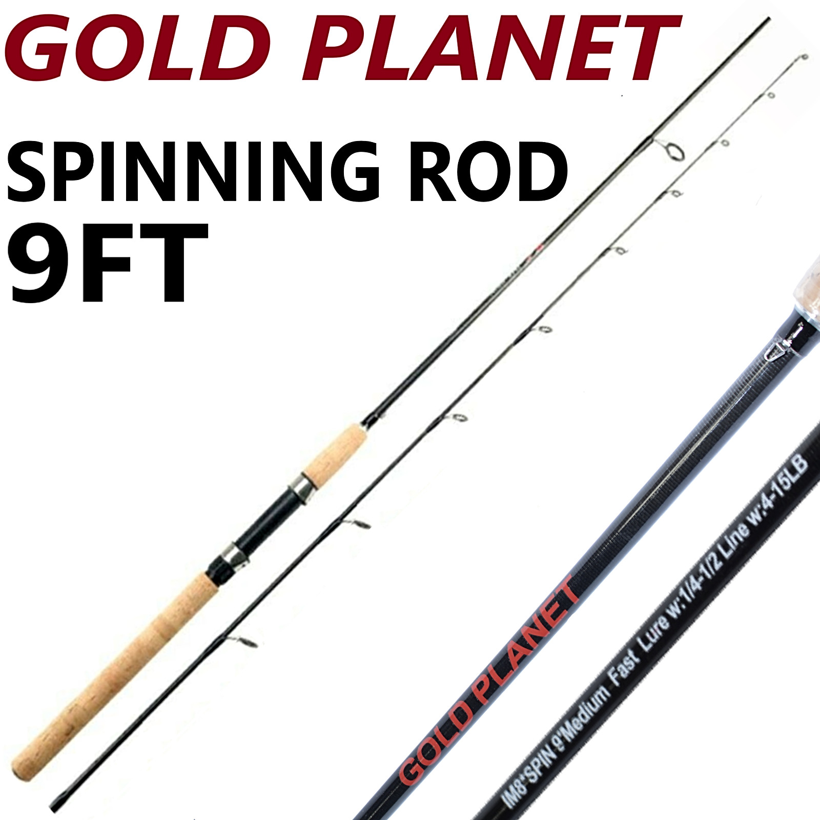 Fishing Pole Spinning Casting Rod 7 8 9 FT Carbon Fiber Medium Fast Lightweight