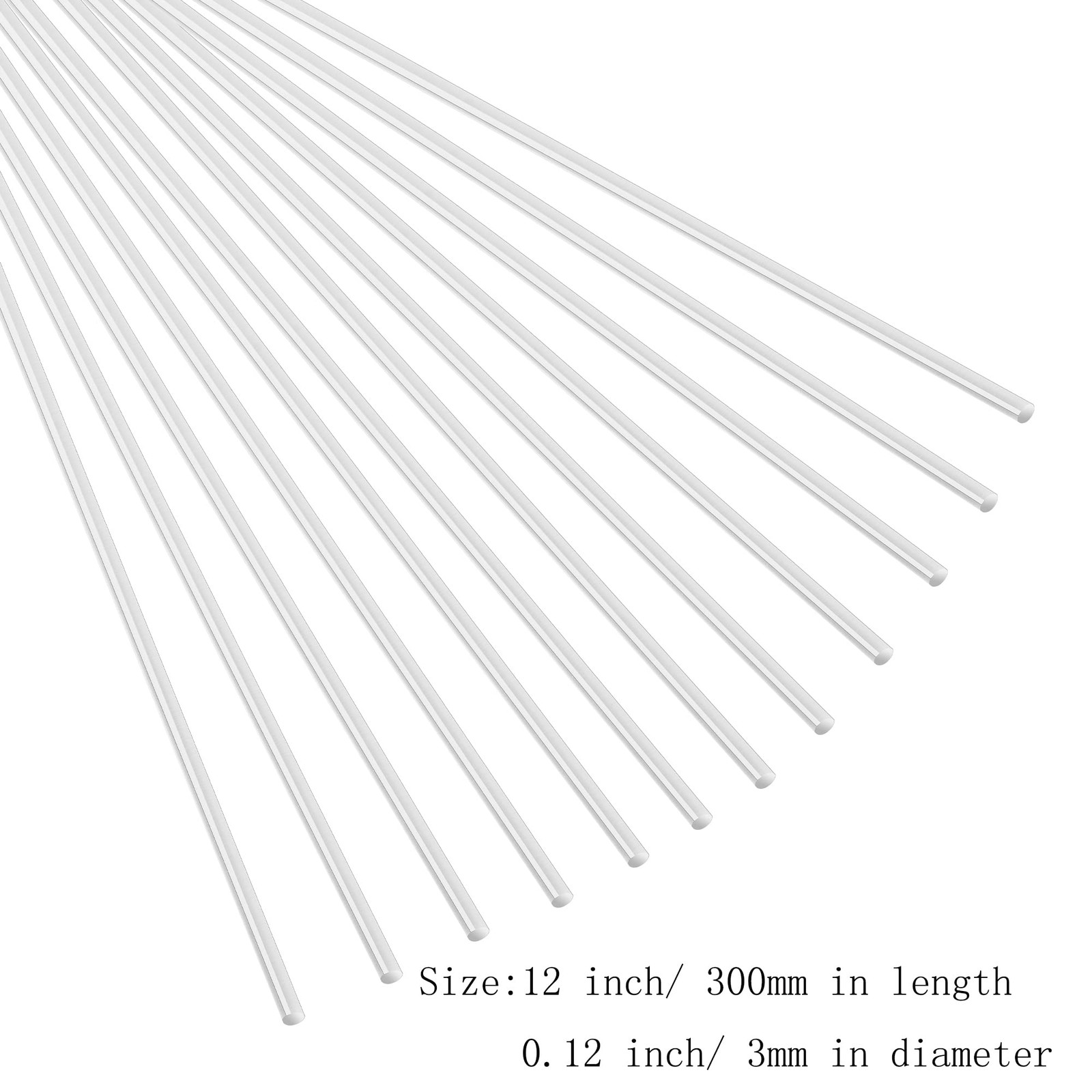 20 PCS 12-inch 3mm Diameter Clear Acrylic Round Plastic Rods for DIY Crafts