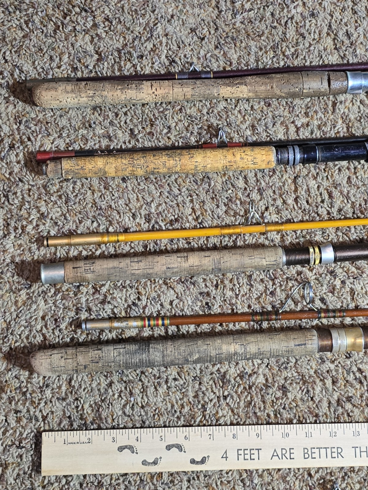 7 Vintage Fiberglass Bamboo Saltwater Freshwater Rods Eagle Claw Motague “As Is”