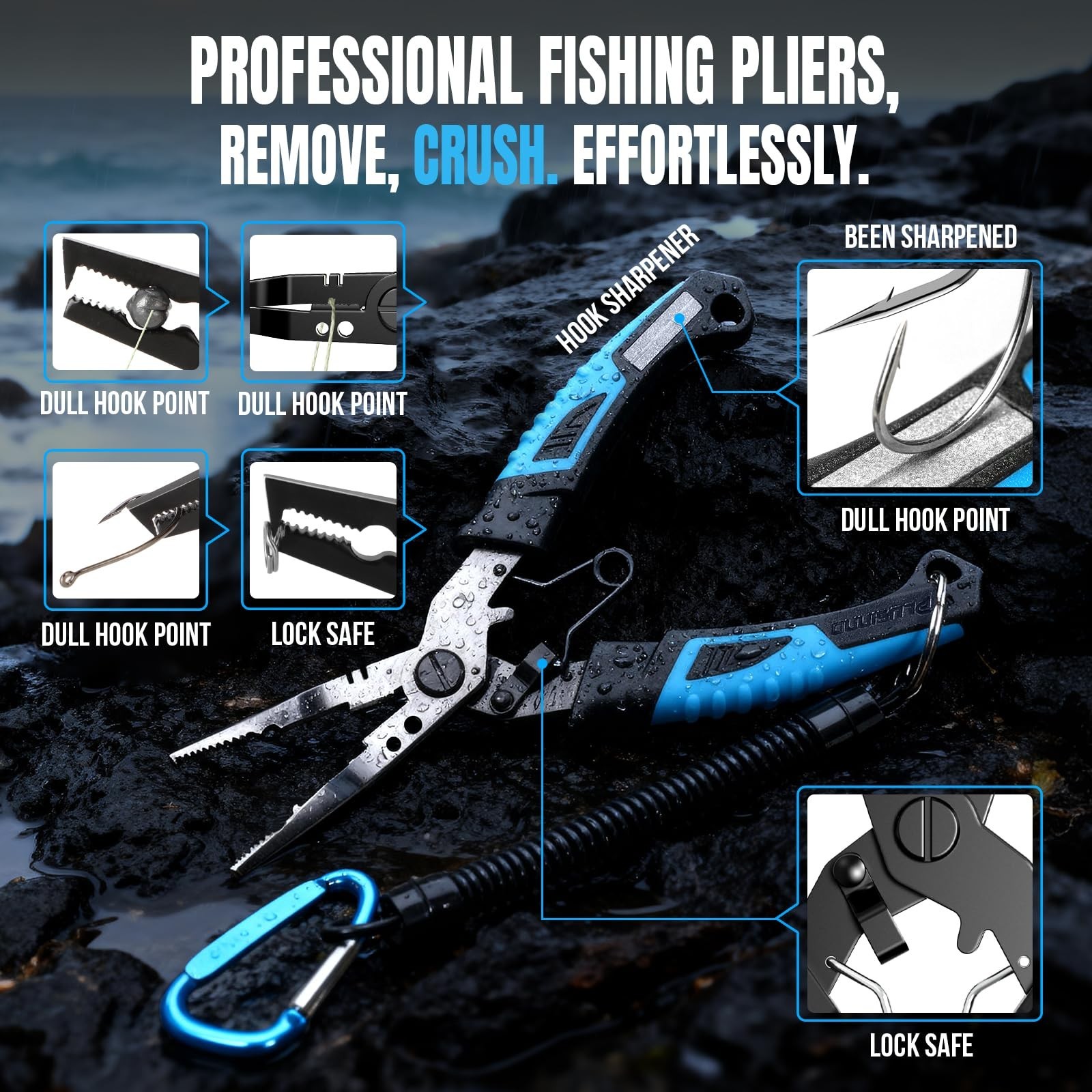 PLUSINNO Fishing Rod Reel Combo Kit w/ Backpack Net Tackle Full Gear Set