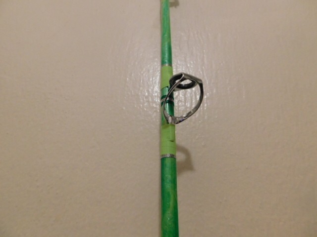 CUSTOM CONVENTIONAL ROD LIME GREEN PEARL MARBLE 25-50 LB TURBOS 7′ NEW
