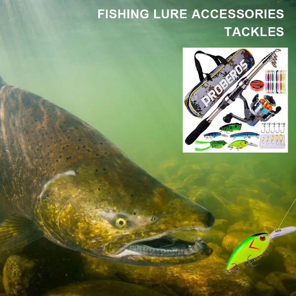 39Pcs Telescopic Fishing Rod Reel Combo Set Casting Rod Spinning Reel Line Lure