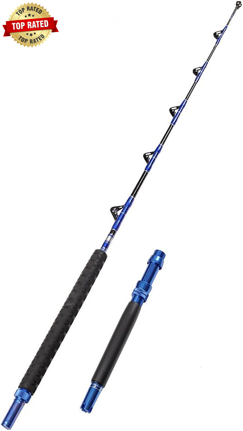 2-Piece Saltwater Offshore Heavy Bent/Straight Butt Trolling Rod Fishing Roller