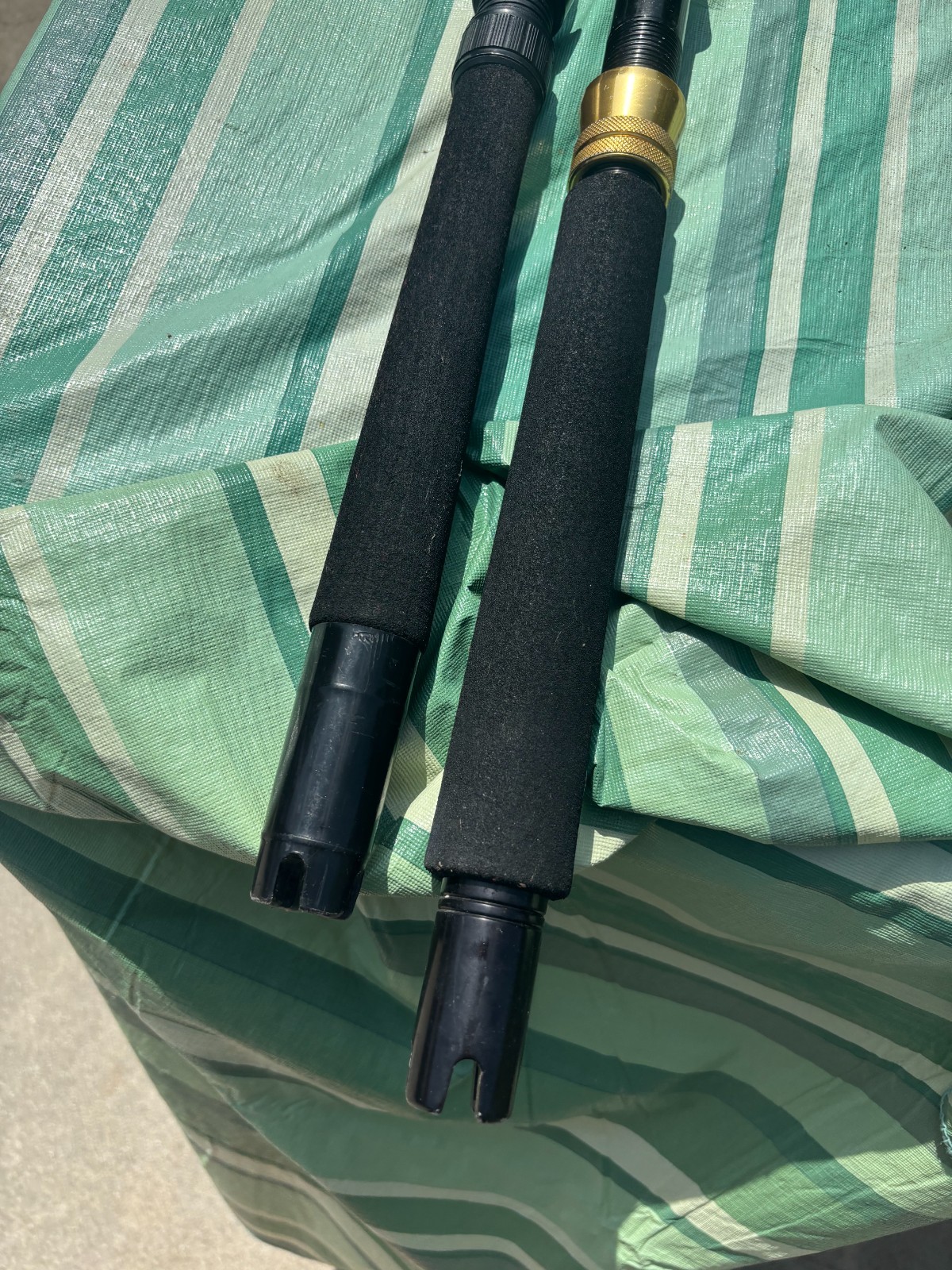 LOT of 2 VINTAGE HEAVY SABRE STROKER ROLLER TROLLING FISHING RODS VERY NICE!!