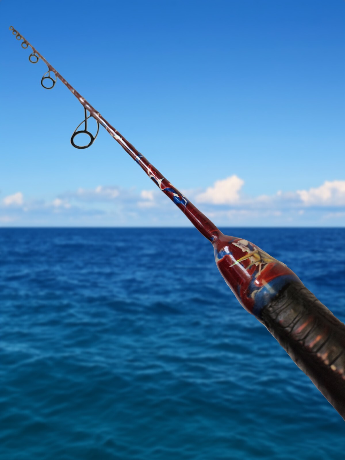 Custom Spinning Rod with Real Crocodile Skin Grips and Awesome Paint Job