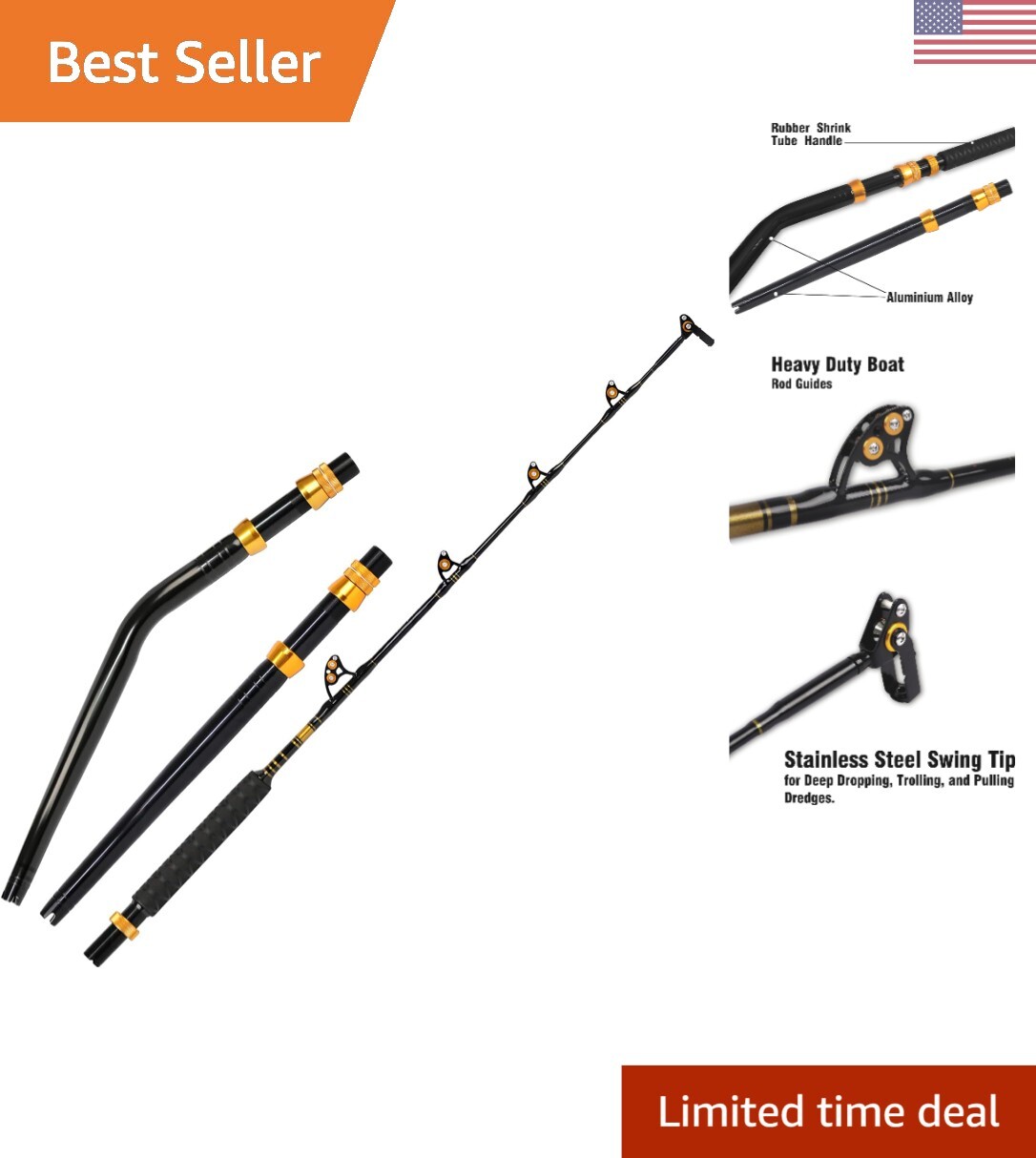 Powerful 6ft Bent Butt Fishing Rod: High-Quality Offshore Trolling for Big Game