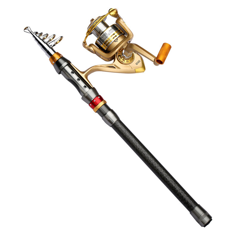 Carbon Fiber Telescopic Fishing Rod Sea Saltwater Portable Spinning Pole 3.6M