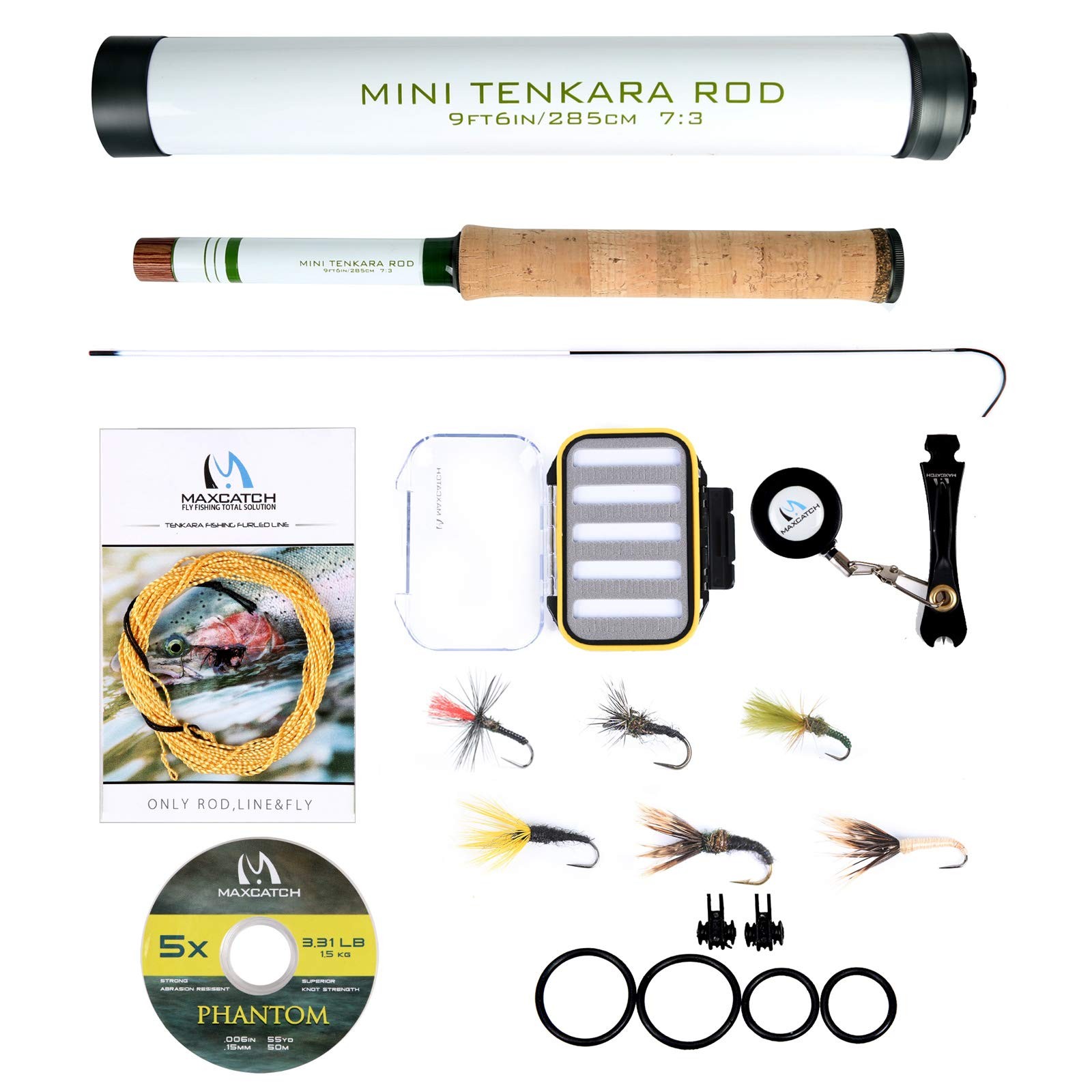 Maxcatch Mini Tenkara Fly Fishing Rod with Extra Tip Section 12ft, 9ft6 (Tenk…