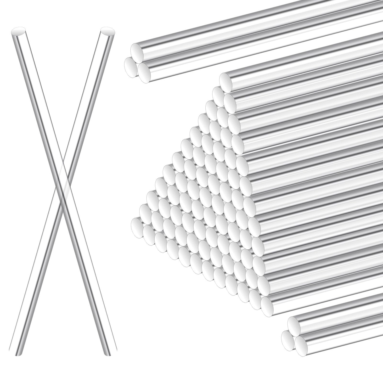 100 PCS Clear Acrylic Rods 8 Inch Transparent Plastic Sticks 2mm Diameter