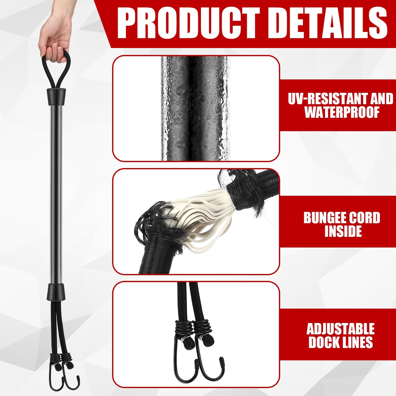 Tandefio 2 Pcs Dock Rods for Boat Docking Pole 16 Inch 16 inch, Black