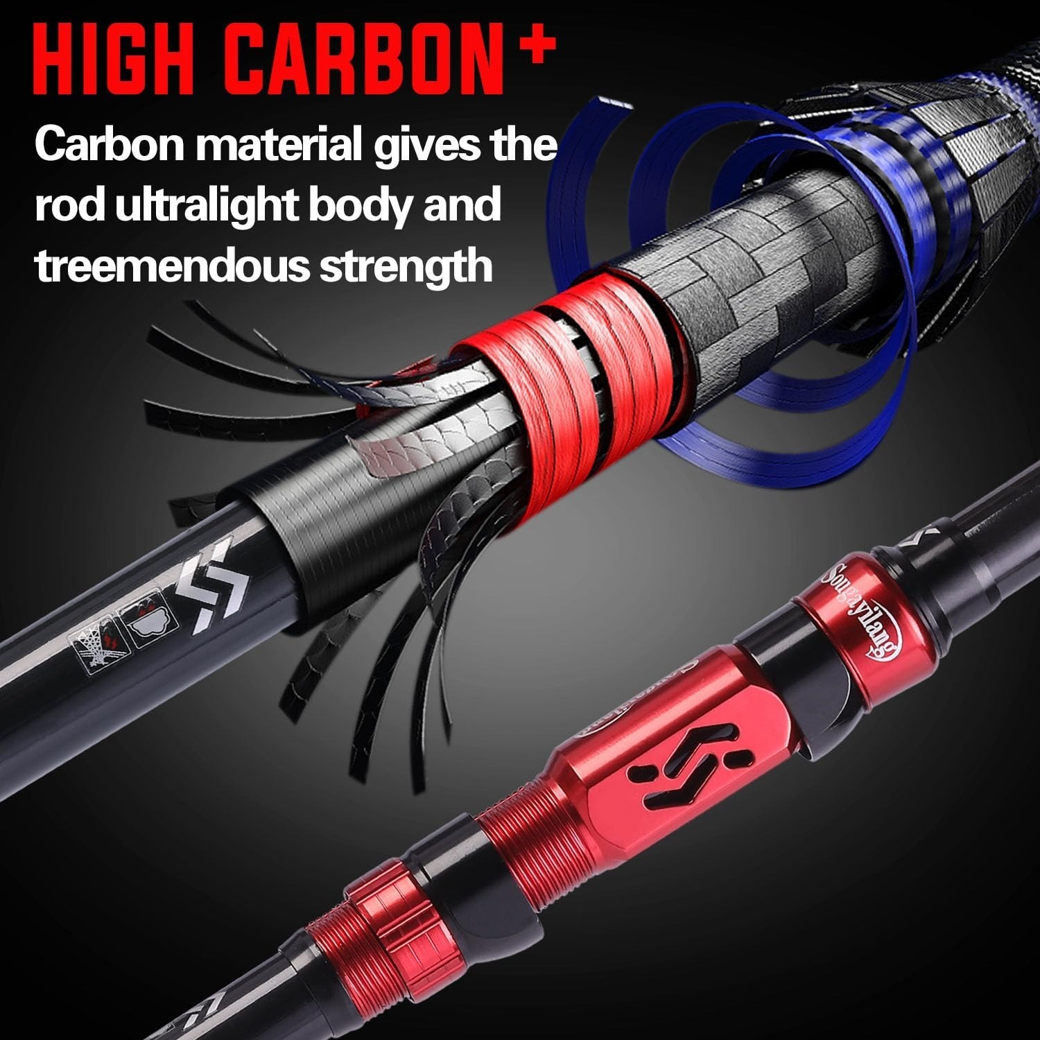 Sougayilang Telescopic Fishing Rod – Lightweight Carbon Fiber, 10 ft