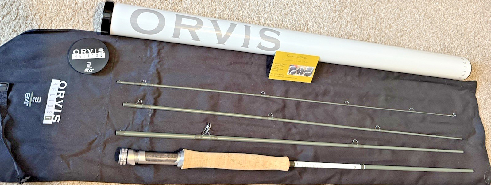 Orvis Helios F 8 Foot 4 Inch #3 4 Piece Trout Fly Rod with Bag & Travel Tube