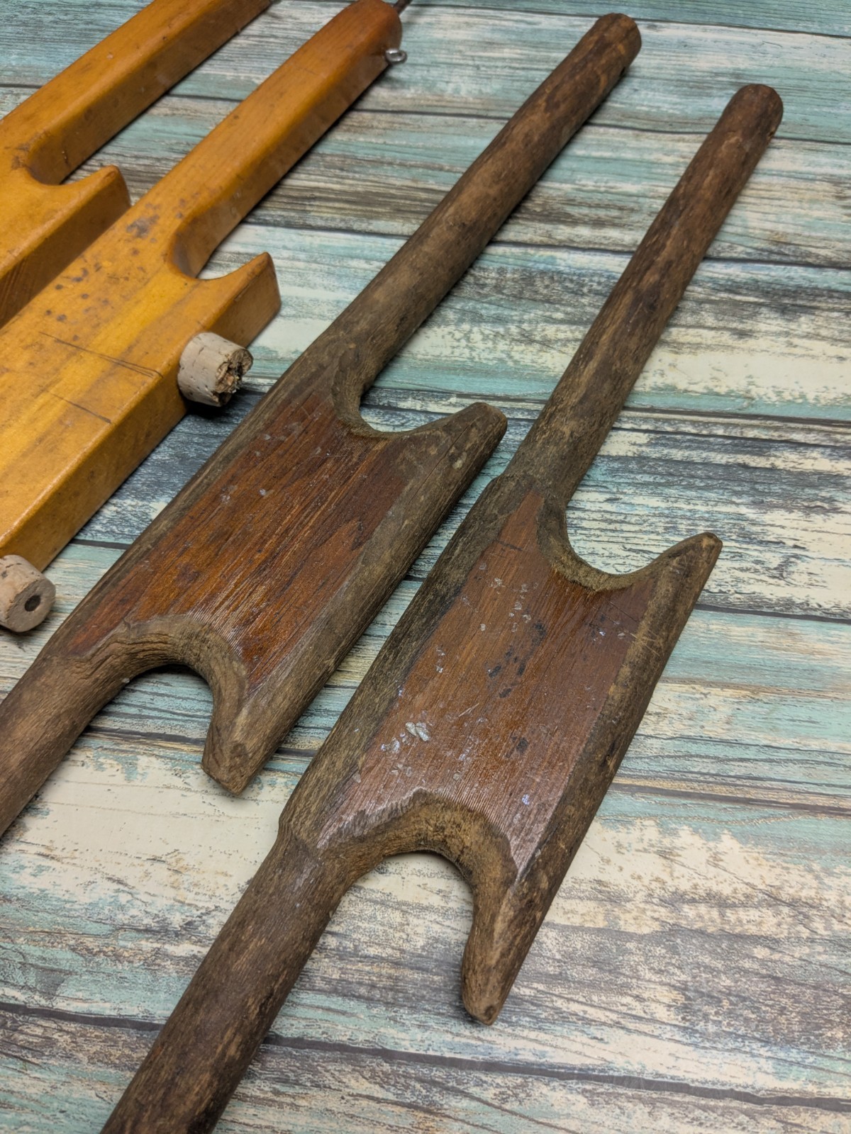 Handmade Ice Fishing Poles Lot of 4 Homemade Vintage Wooden