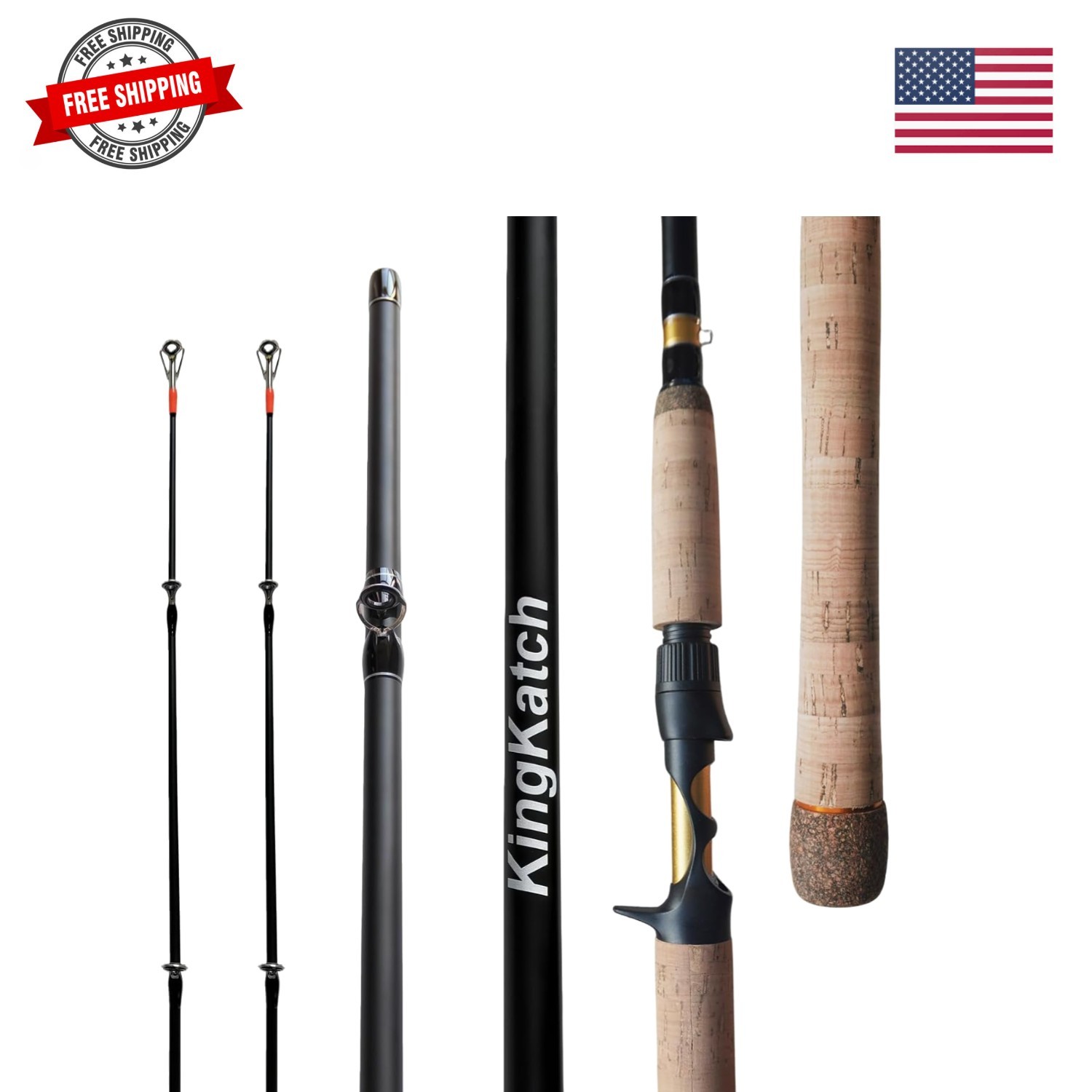 7’ Spinning Fishing Rod with 2 Tips, High Carbon Fiber Blank, Lightweight Sen…