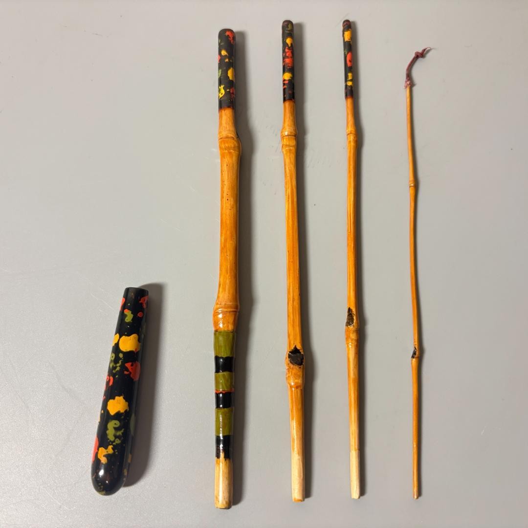 Bamboo Tanago Fish Rod Set 5pcs 60cm Japanese Accessory Collectible Used
