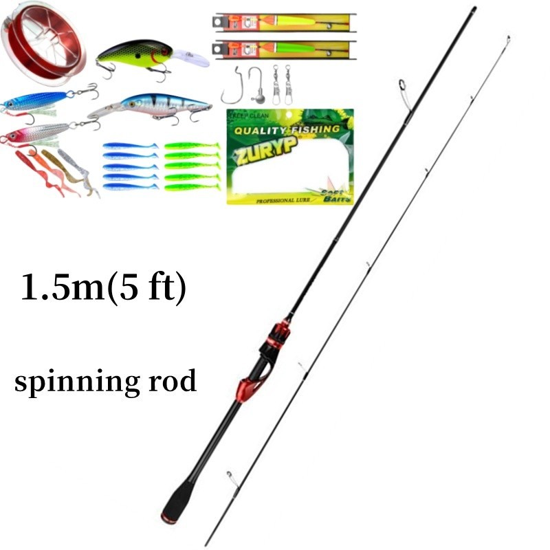 Carbon Casting Telescopic Fishing Rods 1.5m-1.8m Portable Poles Travel Spinning