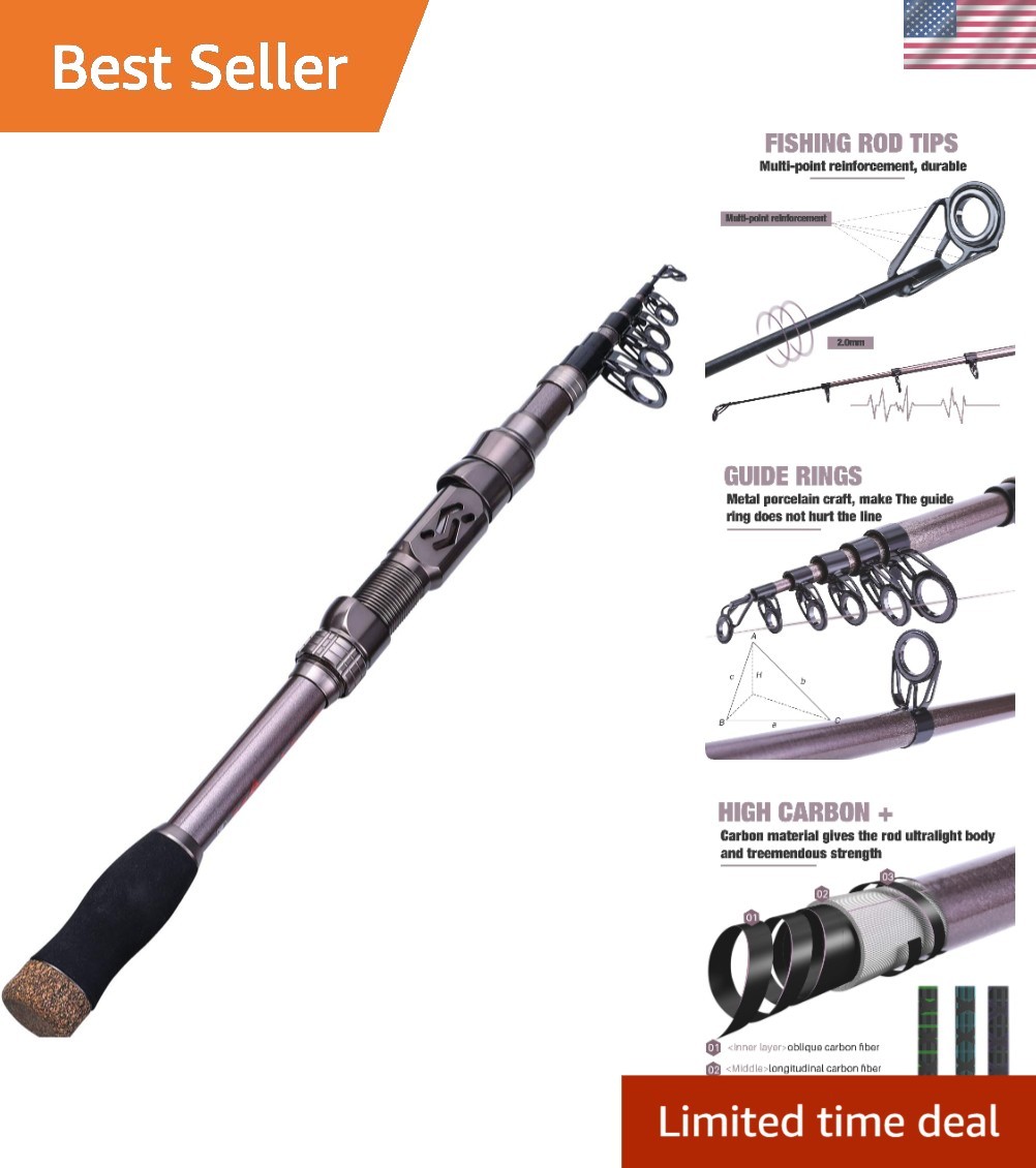 Travel-Friendly Fishing Rod – 24 Ton Carbon Fiber, Comfortable EVA Handle, 5.9FT