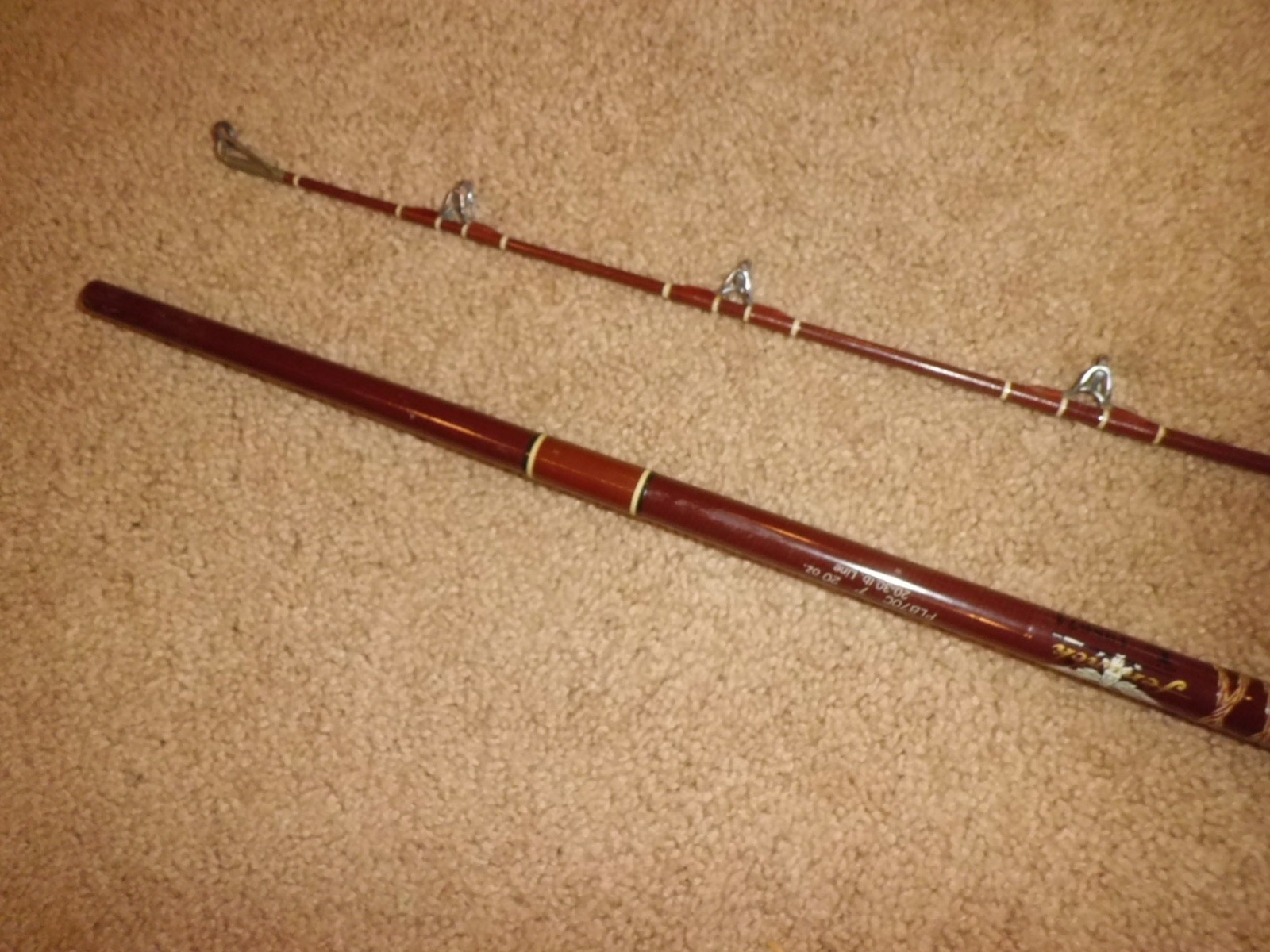 Vintage FENWICK Feralite PLB70C Conventional Boat 7′ Rod- USA 20-30lb- # L198074