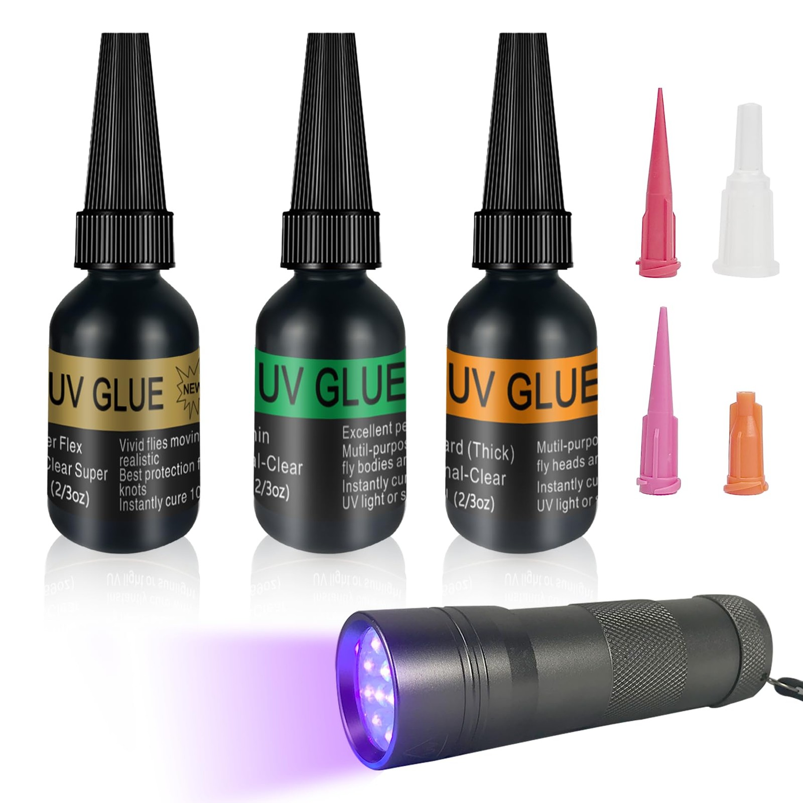 UV Clear Glue Three Glue Formula Thick,Thin and Super Flew +12 LED Power Ligh…