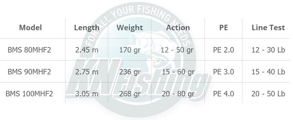 XZOGA BLACK MAMBA ATTACK BMS 100MHF2 Spinning Rod Salt Freshwater 3.05m 20-80gr