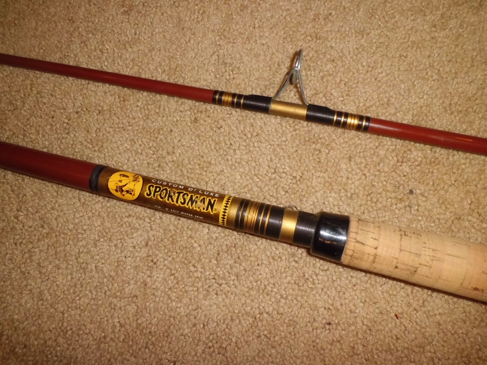 Vintage SPORTSMAN Custom Deluxe Spinning Surf 10′ Rod made USA- 15-25 lb
