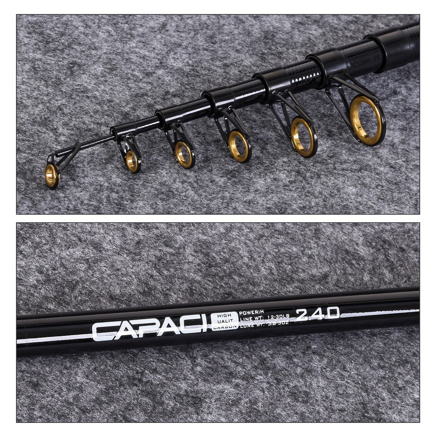 Telescopic Rock Fishing Rod 1.8m-3.0m Carbon Rod Travel Spinning Saltwater Pole