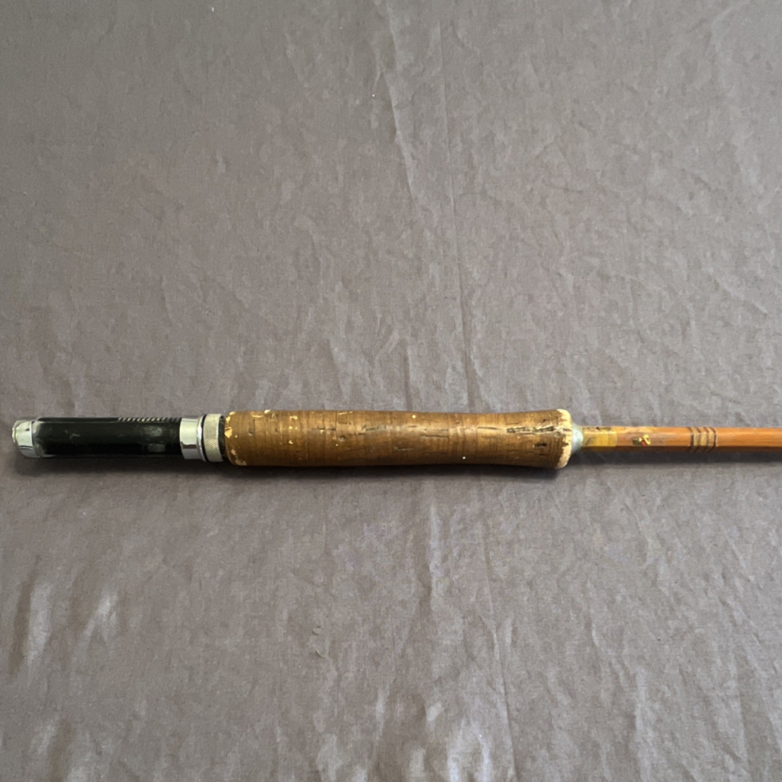 Bamboo Fly Fishing Rod 8ft 6in 4pc 6wt Cork Handle Cloth Bag Vintage