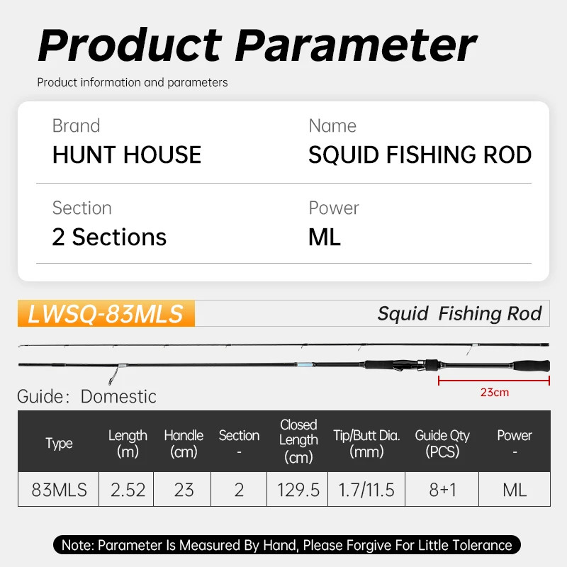Hunthouse 2.29M 2.52M Squid Egi Fishing Rod 2 Sections M/ML Spinning Eging Rod f